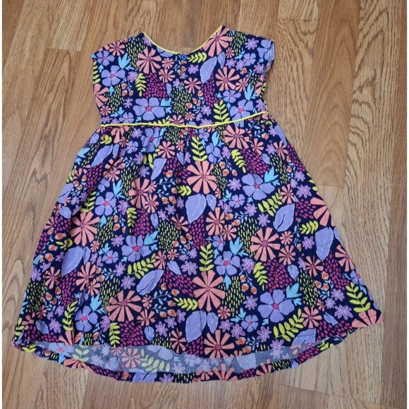 Cat & Jack Colorful Black Flower Leaves Sleeveless Summer Spring Dress Size 5 T - Picture 4 of 7